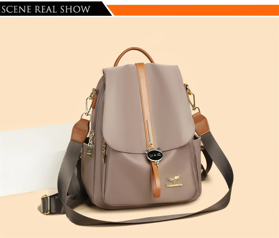 Cute Pendant Backpack Women Waterproof Nylon Back Pack Fashion College Daypack High Capacity School Bag for Girls Travel Bag - Clikcy