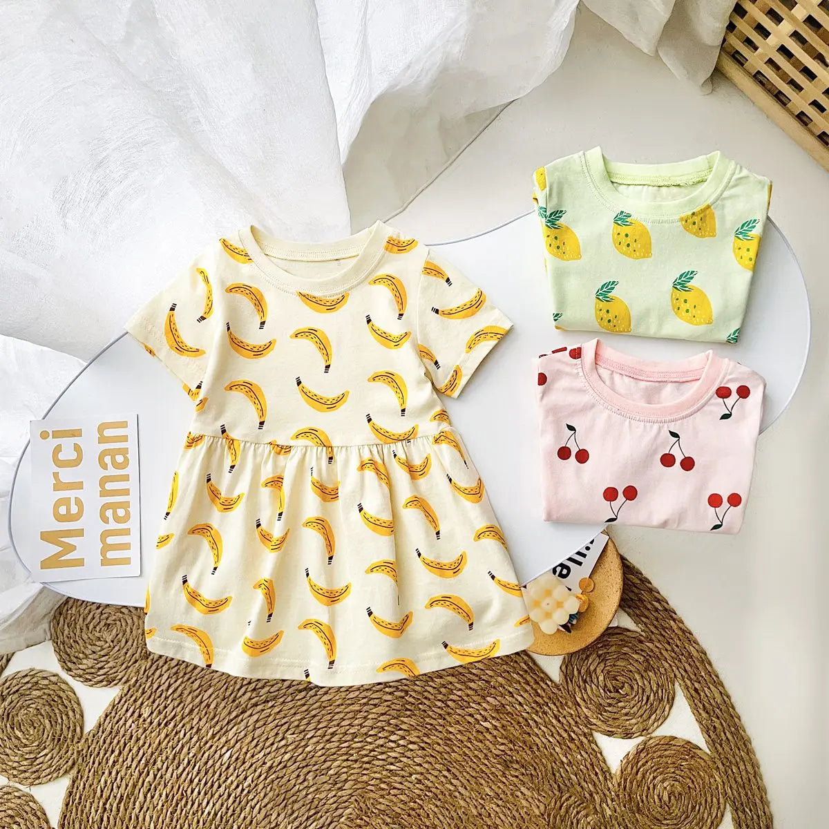 Sanlutoz Short Sleeve Summer Baby Dress Cute Pattern Casual Kids Girls Clothing Dress Cotton - Clikcy