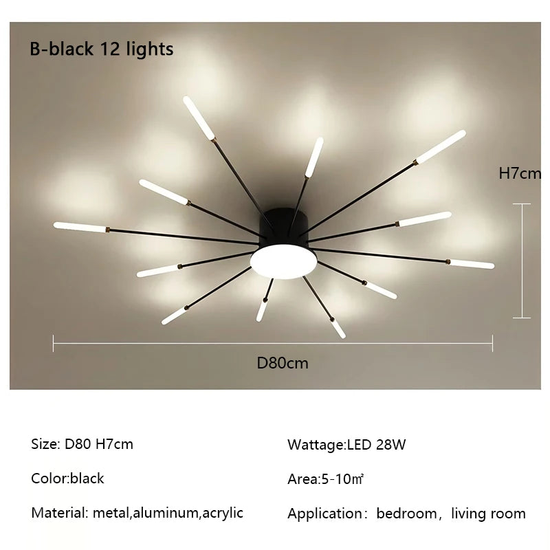 Modern Creativity Fireworks Led Ceiling Lights Living Dining Room Ceiling Chandeliers Lighting Bedroom Luster Lamps Luminaire