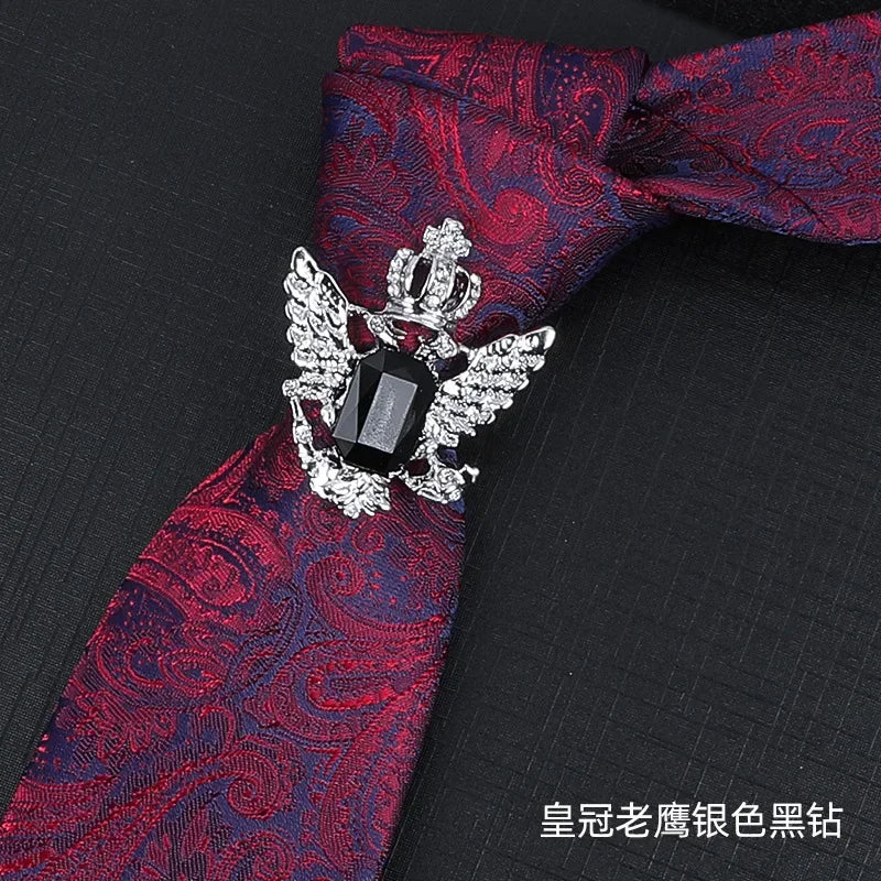 Vintage Knight Business Shirt Tie Buckle Collar Clip Tie Hoop Rudder Eagle Tie Hoop Crystal Rhinestone Jewelry Men Accessories