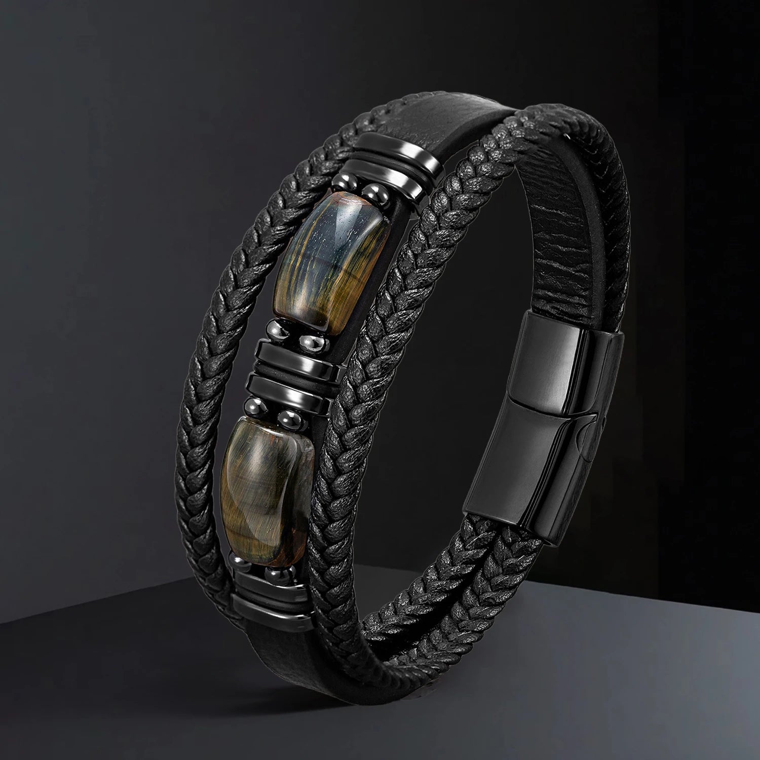 Wholesale Natural Stone Leather Bracelet Bulk Order for Men Women Handmade Adjustable Boho Beaded Jewelry - Clikcy