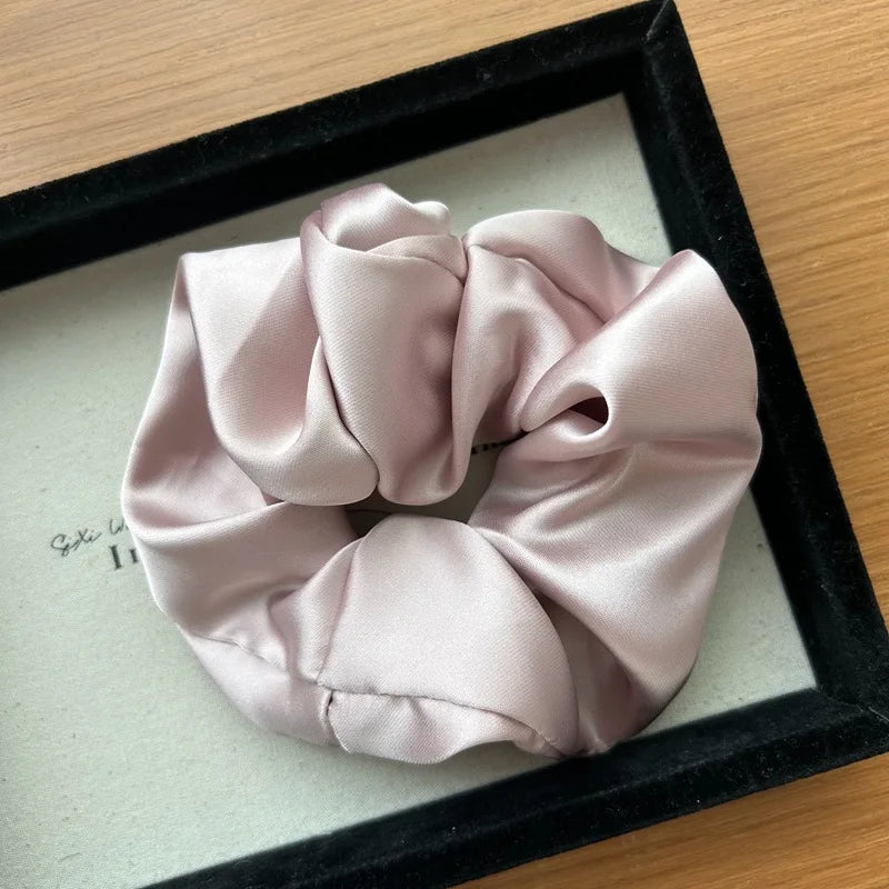 Korea Fashion Dot Satin Scrunchies For Women White big Hair Bands Elastic Silk Hair Tie Girls Black ponytail holder hair rope - Clikcy
