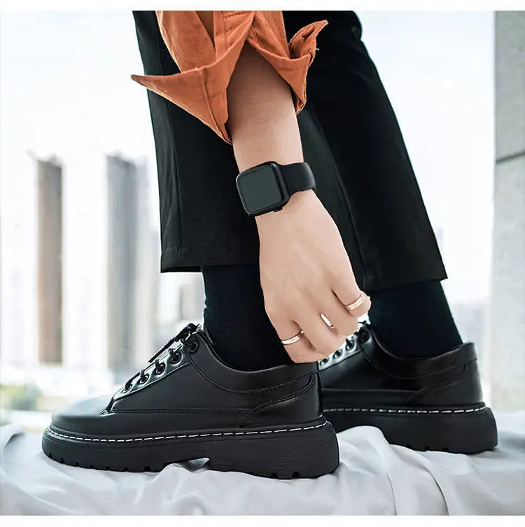 Men's Chef Shoes Casual Work Leather Shoes Business Kitchen Black Shoes Comfortable Breathable PU Insole Rubber Outsole