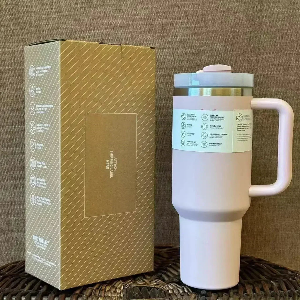 2025NEW stainless steel vacuum insulated car cup, straw hat with handle, 30oz/40oz, double wall hot frost travel cup gift - Clikcy