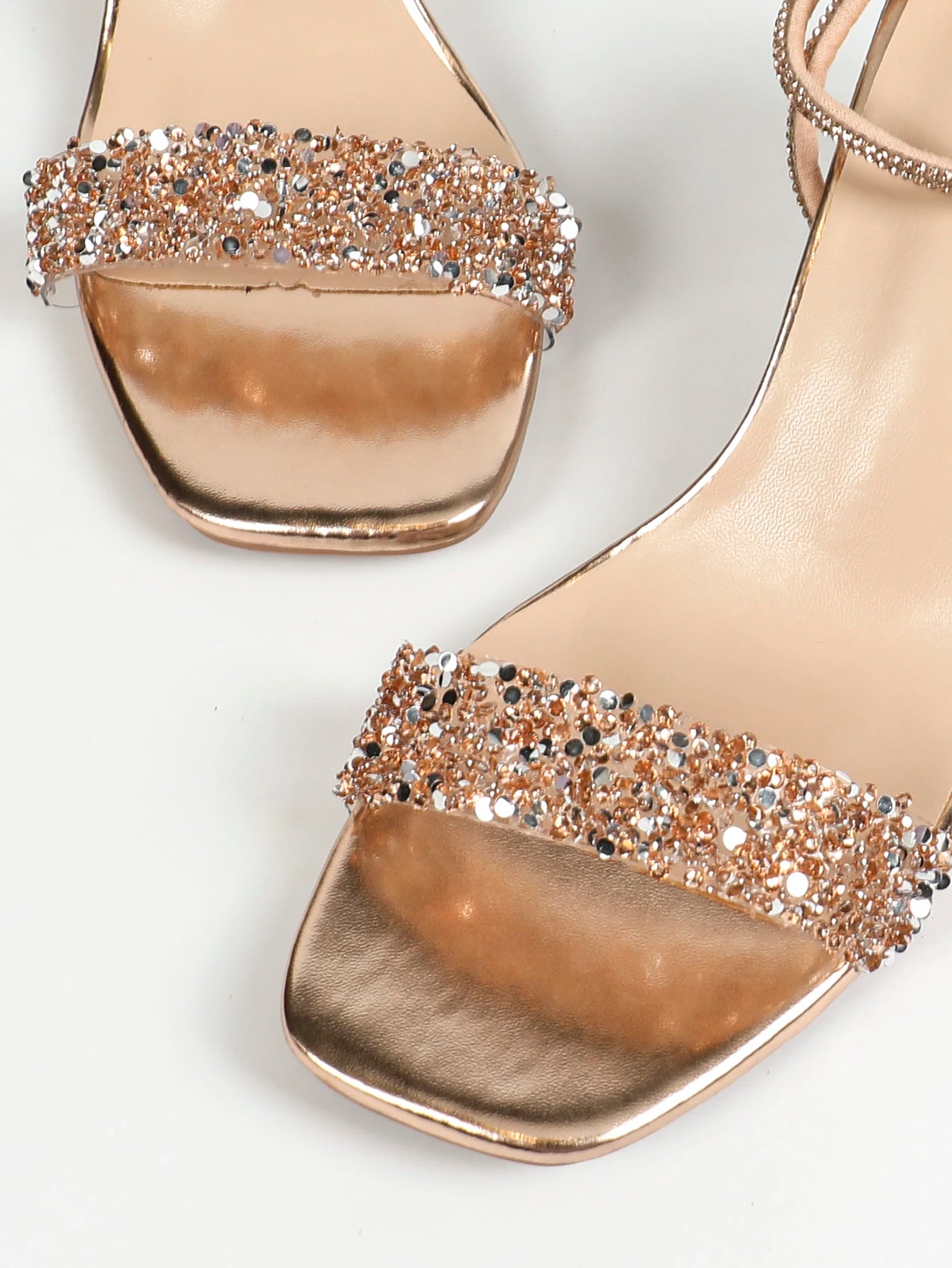 Aneikeh Silvery Fashion Female Crystal Transparent 5.5CM Chunky Heels Sandals for Women Open toe Party Dress Shoe 2025 Summer - Clikcy