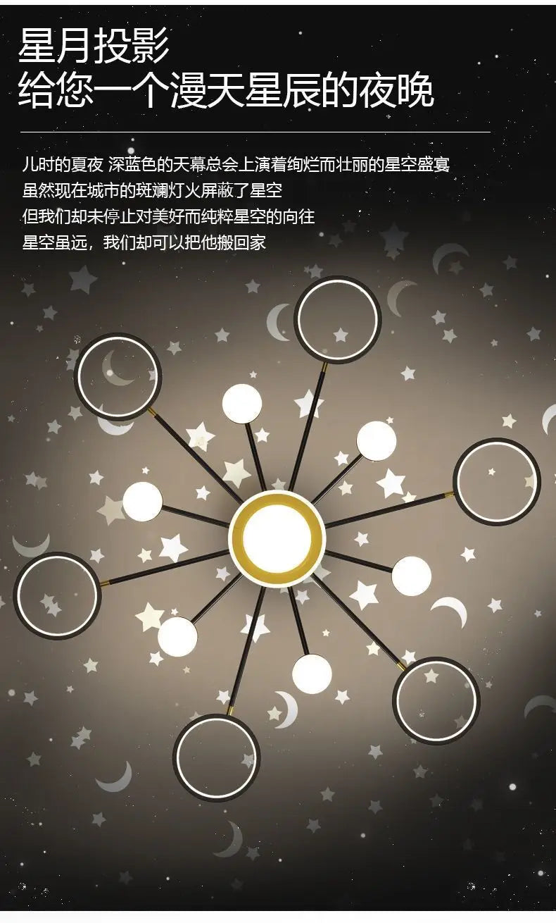 2025 New Chandeliers Romantic Starry Modern Ceiling Light Fixture 6 Lights White Creative Home Stepless Dimmable  Ceiling Lamp - Clikcy