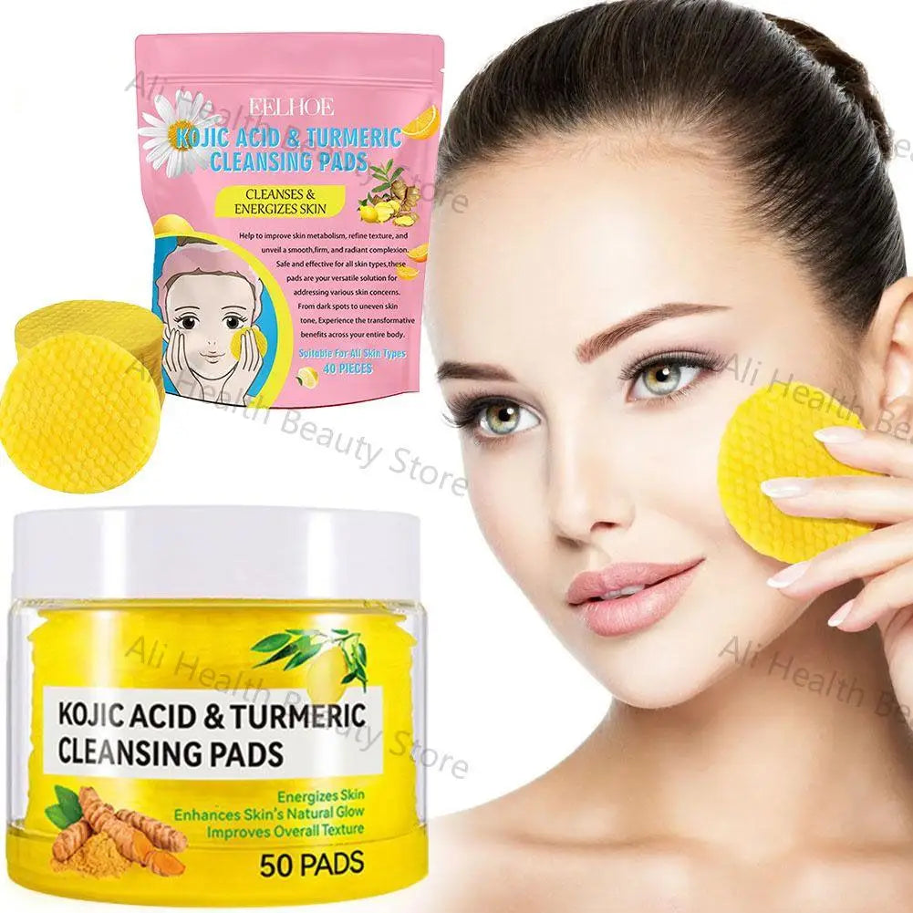 40/50pcs Turmeric Cleansing Pad Cleaning Tablet Exfoliating Pads Facial Sponges  For Exfoliating Daily Cleansing Skin Care - Clikcy