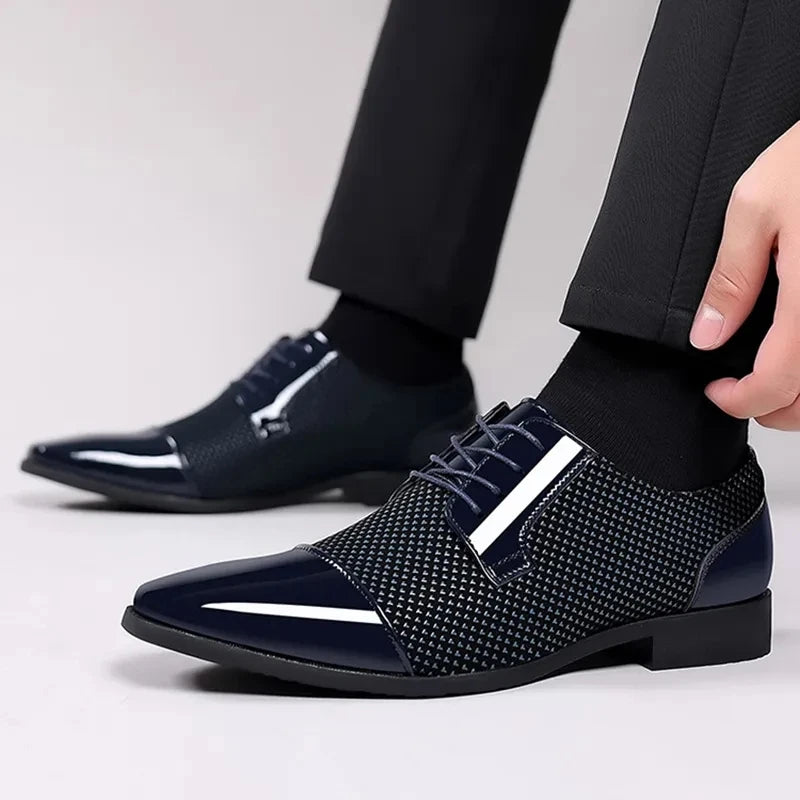 Men Dress Shoes For Men Oxfords PU Leather Shoes Lace Up Formal Black Leather Wedding Party Shoes Casual Luxury Brand Men's 2023