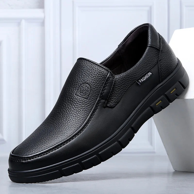 New Genuine Leather Handmade Shoes Casual Shoes For Men Flat Platform Walking Shoe Outdoor Footwear Loafers Breathable Sneakers - Clikcy