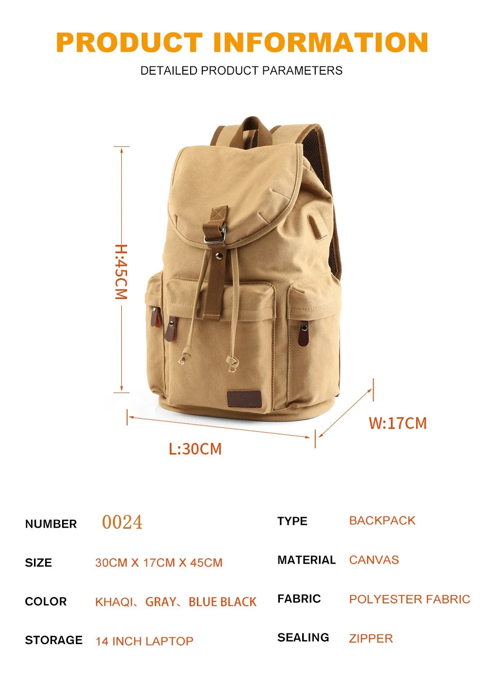 MOYYI Men Vintage Canvas Backpack Large Capacity 15.6inch Laptop Casual Bag For Commuter Travel Premium Durable Unsex Mochila - Clikcy