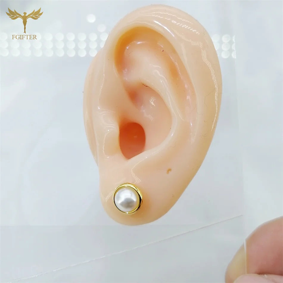 12 Pair Round Pearl Earrings for Women Girl Simple Ear Piercing Jewelry Golden Stainless Steel Stud Earrings Set Fashion Jewelry - Clikcy