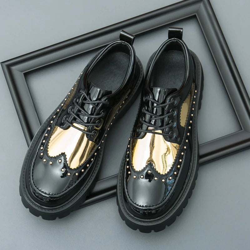 Men Casual Office Business Formal Oxford Thick Bottom Dress Shoes Men Gentleman Outdoor Patent Leather Wedding Shoes Fashion - Clikcy