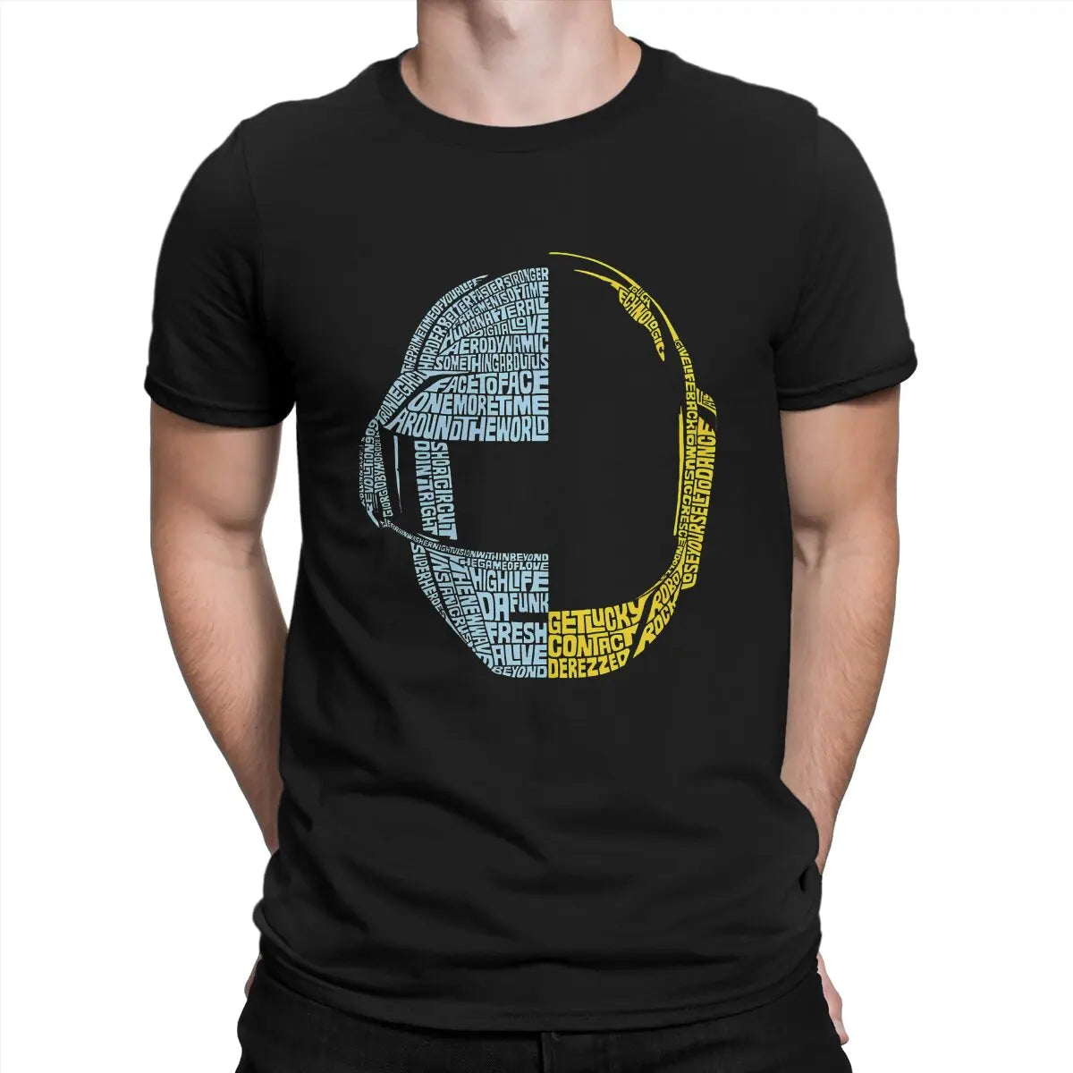 Retro Vintage Punk Men TShirt Daft Punk Electronic Production Band Crewneck Short Sleeve  Cotton T Shirt - Clikcy