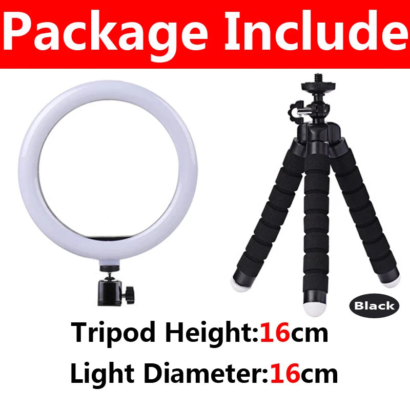 12inch LED Ring Light with Mini Tripods USB Charge Selfie led Lamp Dimmable Photography Light for Tiktok Live Photography Studio - Clikcy