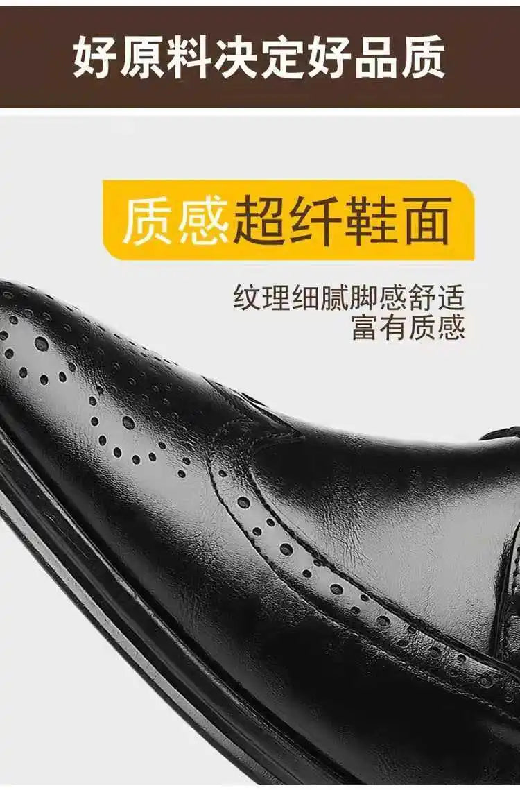 Men's Classic Retro Brogue Shoes Mens Lace-Up Business Leather Shoes Dress Office Flats Men Wedding Party Oxfords Work Footwear