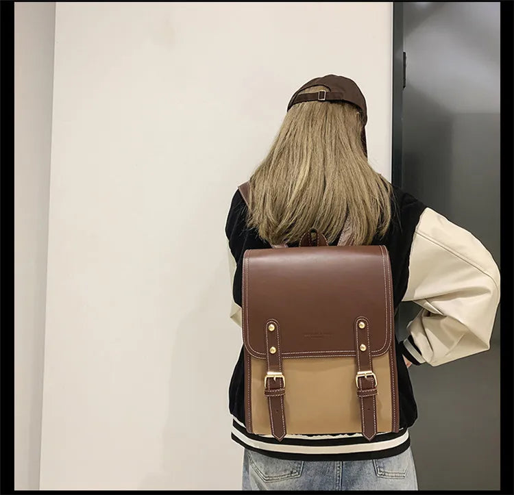 Preppy style women backpack Large Capacity Laptop Bag Casual School Backpacks for Girls patchwork Travel bags for Female totes - Clikcy