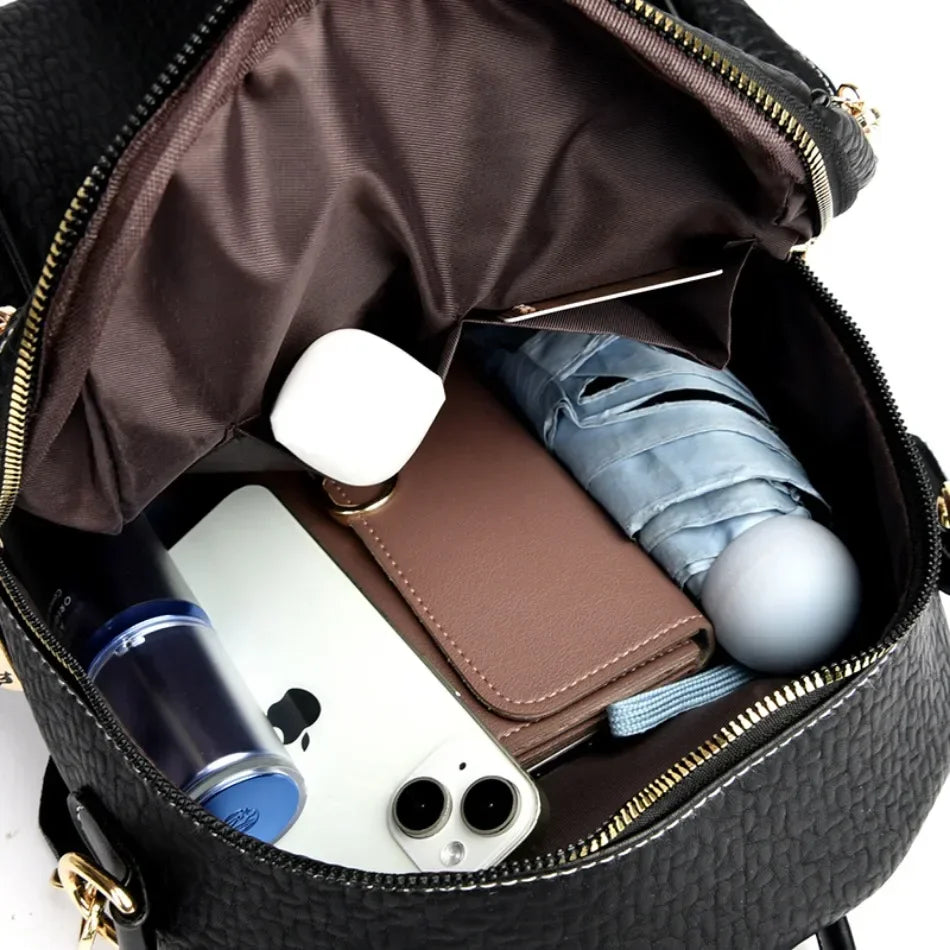 New Luxury Design Leather Women Backpack Casual School Bag for Teenager Girls Travel Back Pack Ladies Bagpack Mochilas Sac A Dos - Clikcy