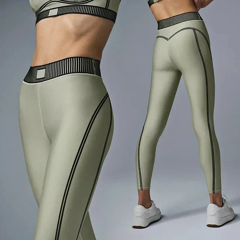 Women's Yoga Set Fitness Air Lift High waist 7/8 Line gaiter Bra with pad Fit comfortable fitness set Slimming outdoor gaiter - Clikcy