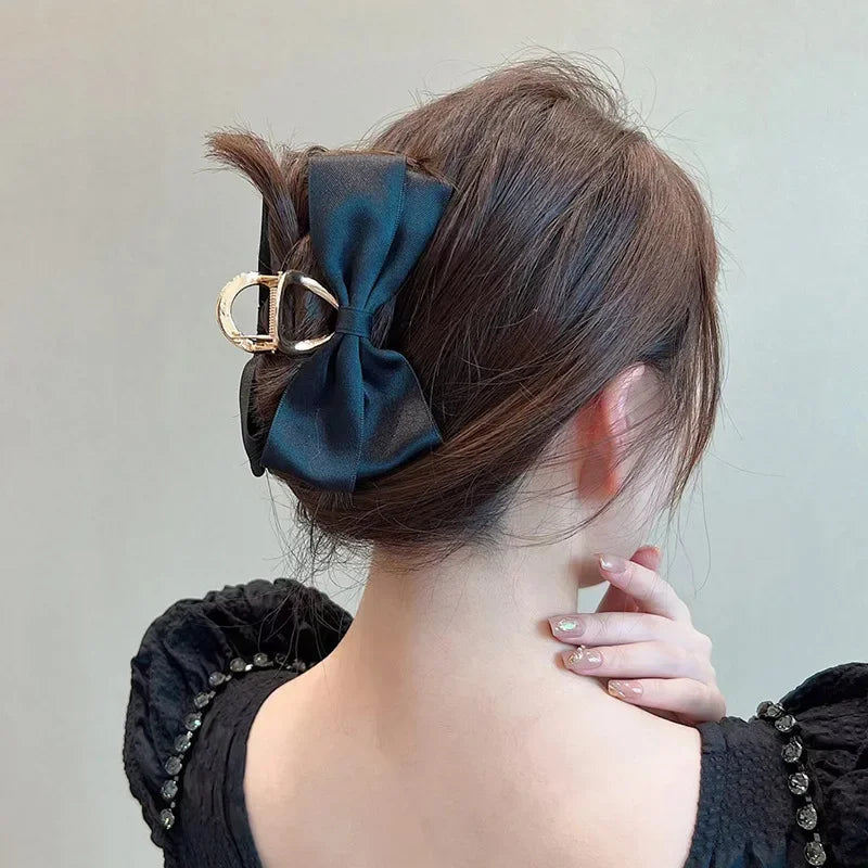 Korean Fashion Metal Bow Hairpin Ladies Simple Elegant Hair Accessories Grab Clip Girls Party Gift Accessories - Clikcy