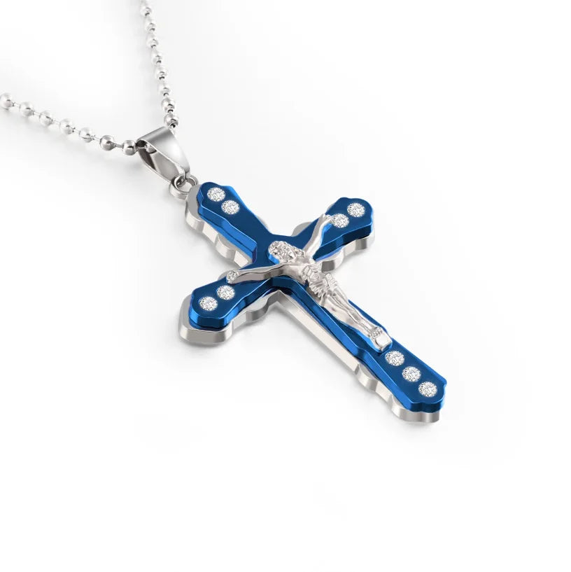 Fashion Jesus Cross Necklace Religious Faith Cross Jesus Jewelry Mens and Women's Necklace Banquet Party Anniversary Gift Hiphop - Clikcy