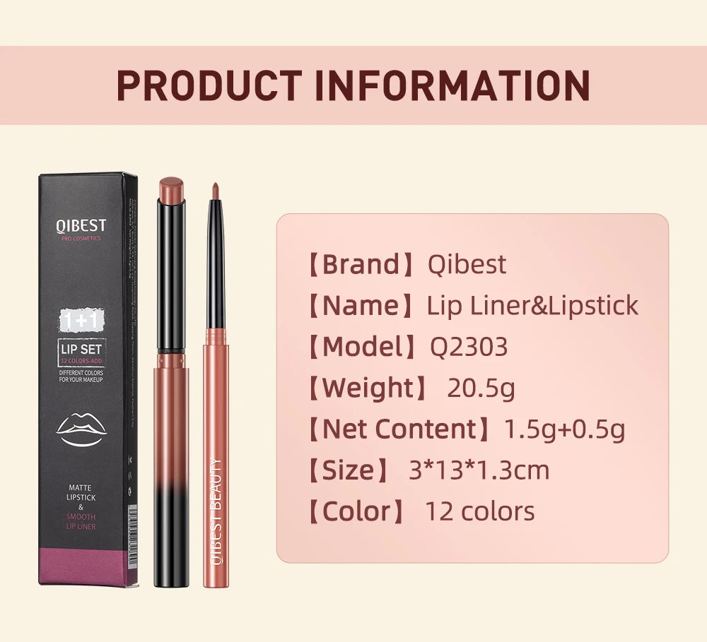 2023 New Matte Nude Lipstick Pen Long Lasting Lipliner Lip Pencil Waterproof Lip Liner Contour Sexy Red Lip Makeup Set For Women - Clikcy