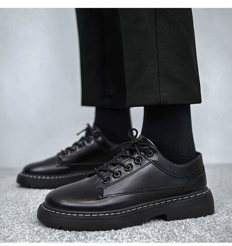 Men's Chef Shoes Casual Work Leather Shoes Business Kitchen Black Shoes Comfortable Breathable PU Insole Rubber Outsole