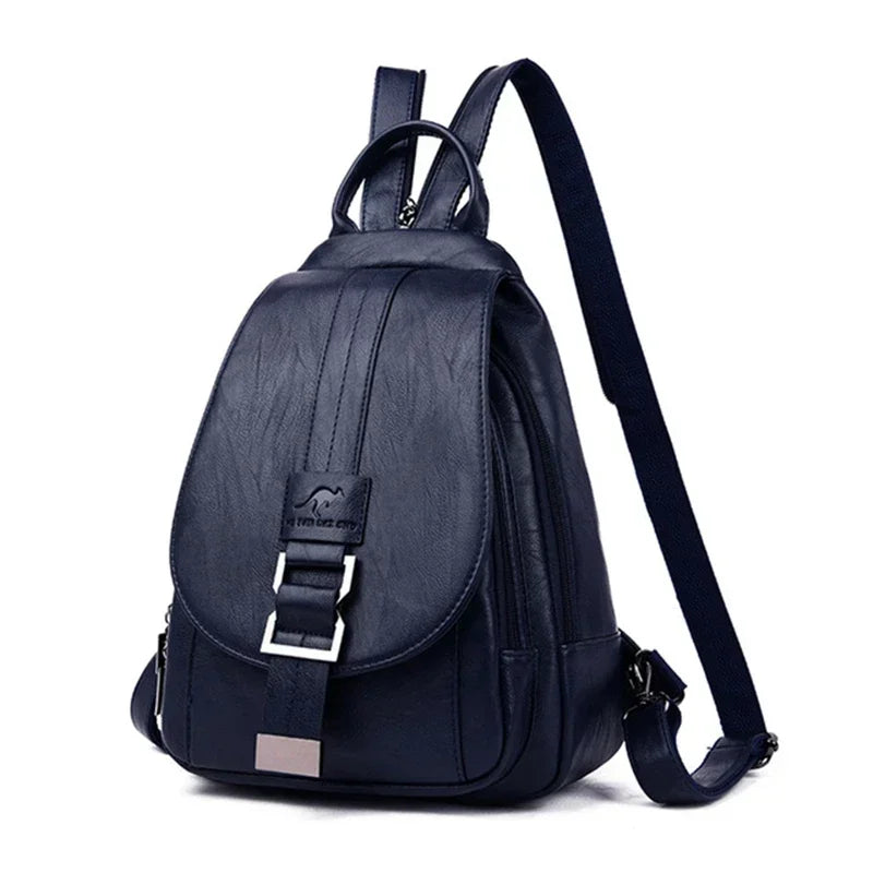 Multifunctional Women Leather Backpacks Vintage Backpack For Teenager Girls School Chest Bag Travel Bagpack Ladies Sac Back Pack - Clikcy