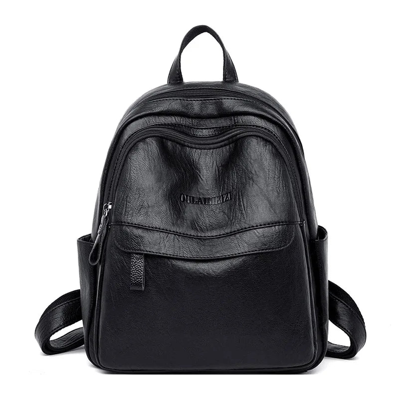 New Women Leather Backpack Designer Shoulder Bags for Women 2023 Back Pack School Bags for Teenage Girls Mochila Feminina - Clikcy