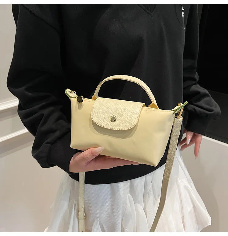 2025 summer lightweight shoulder crossbody bag, fashionable women's bag, plaid canvas, personalized and versatile dumpling bag - Clikcy