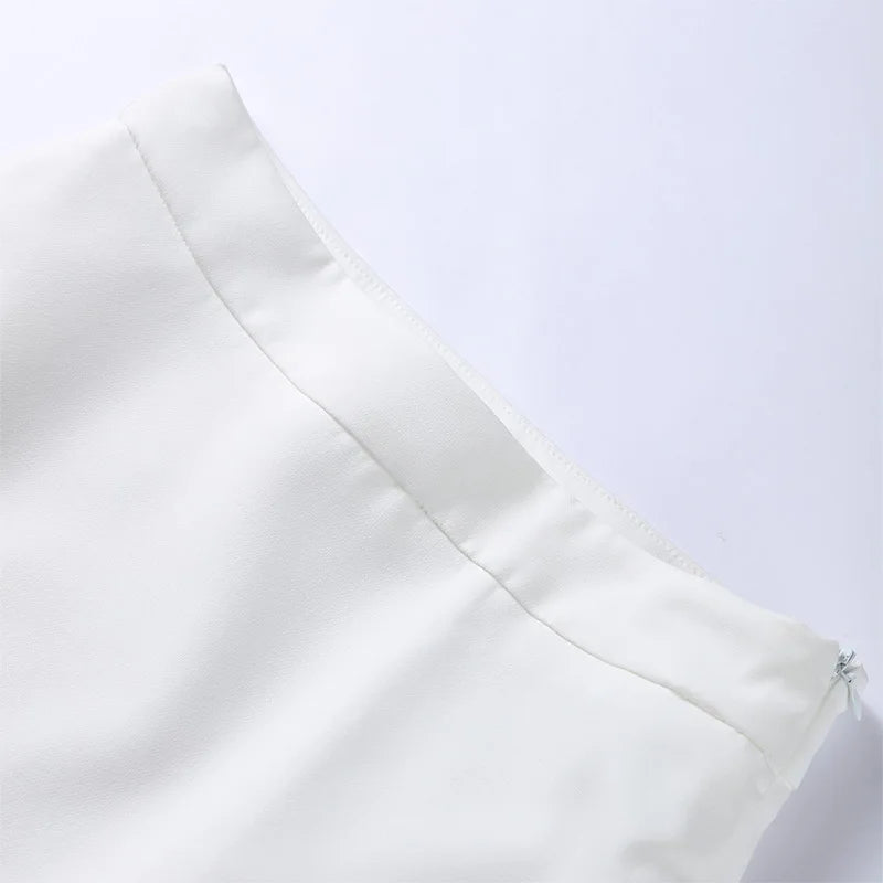 Casual Single Breasted Loose O-neck Blazer Coat Elegant Solid Skirt Set for Women High Waist Skirts Female 2025 Spring Outfit - Clikcy