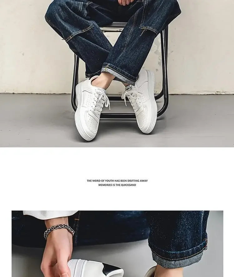 **2025 New White Shoes for Men's Spring Youth Casual Versatile Men's Shoes for Students Pure White Sports Board Shoes - Clikcy