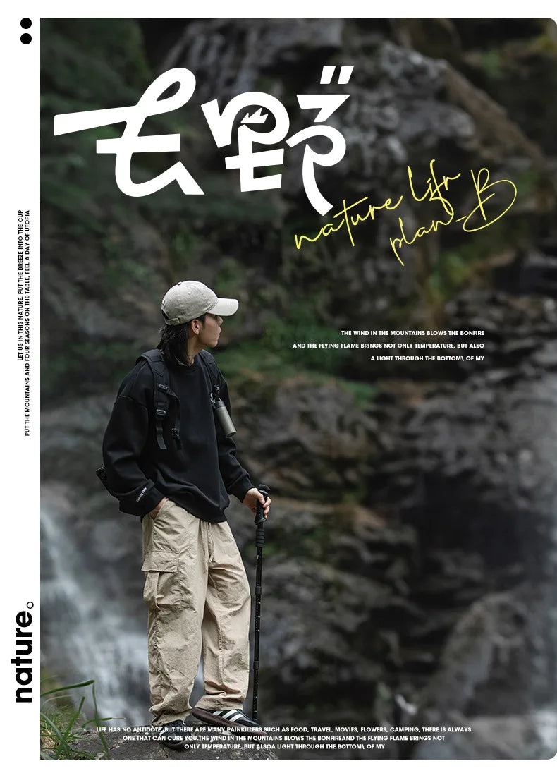 TFETTERS 2025 Autumn Casual Pants Men Waterproof  Thin Mid Waist Solid Color Men Cargo Pants Tourism Outdoors Riding Trousers - Clikcy