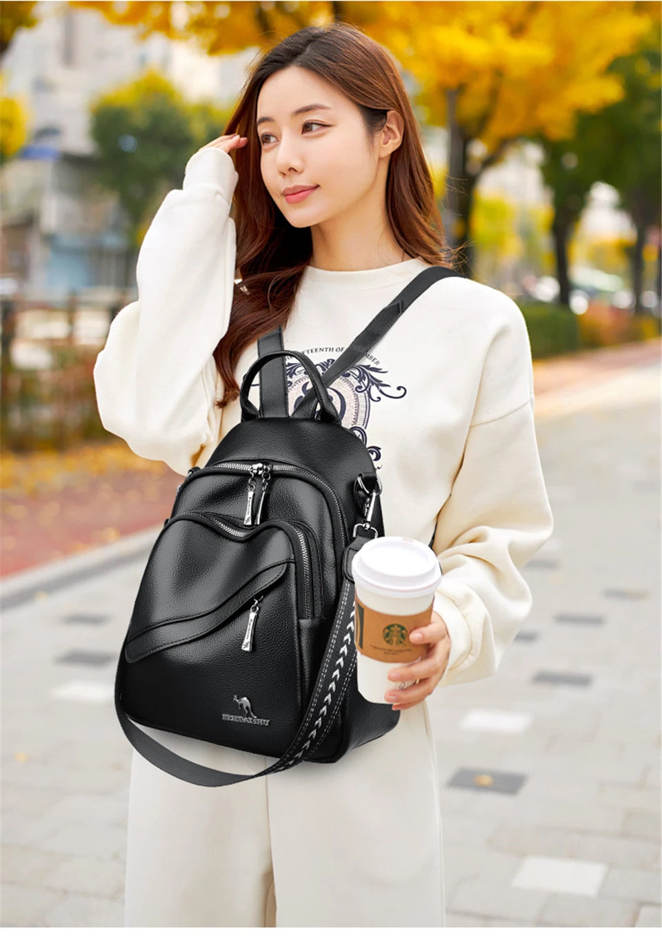 Fashion Backpacks Women Shoulder Bag Simple Rucksack Female Soft Leather Back Pack Ladies Travel Bag Large Capacity School Bags - Clikcy