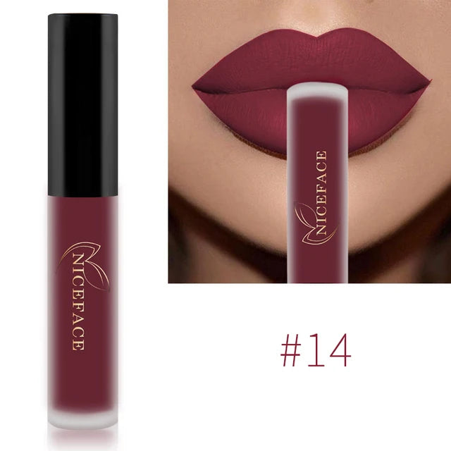 NICEFACE 29 Colors Liquid Lipstick Makeup Waterproof Matte Red Lip Gloss Long Lasting Nude Lip Tint Makeup Pigment Cosmetics - Clikcy