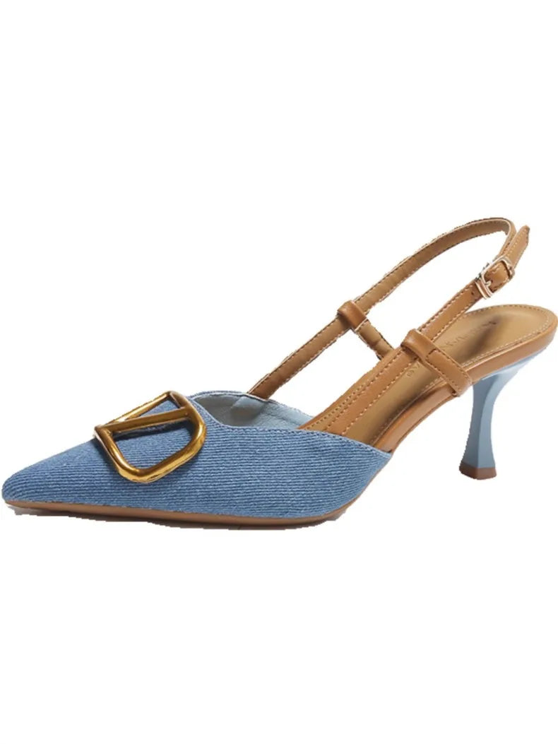 Fashion Slingback Black Comfortable Women Summer Pumps Shoes Outside Very High Heel Sandals 2025 Trend for Wedding Party Dress - Clikcy