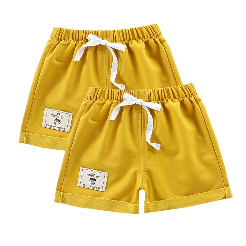 2pcs Cotton Summer Kids Shorts Boys Girls Solid Color Short Baby Cartoon Casual Pant Children Short Pant Sport Clothing Outwear - Clikcy