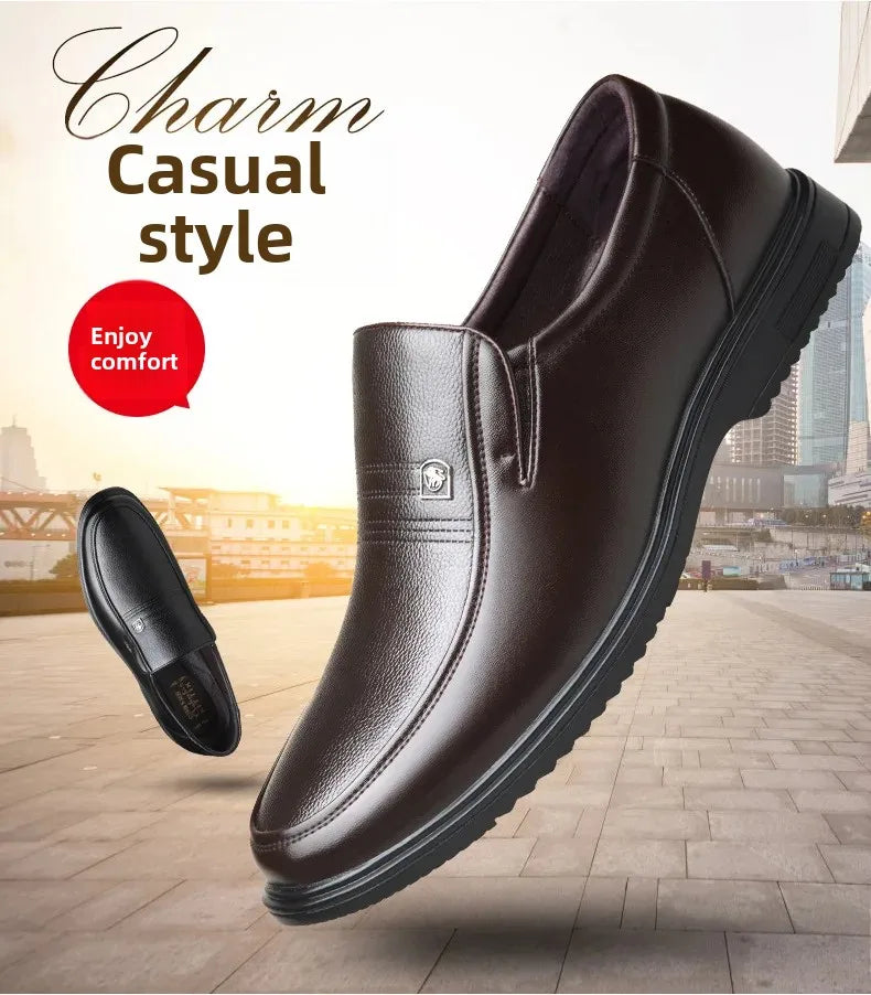 New Style Business Casual Men's Shoes Soft Sole Cow Leather Large Size Father Shoes For Middle-Aged And Elderly Men
