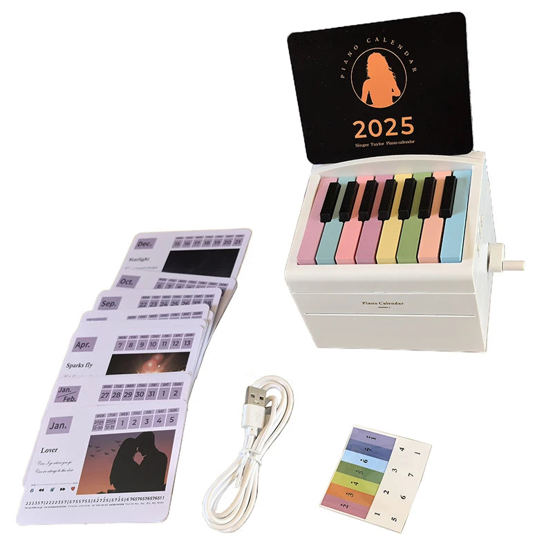 2025 Taylor Piano Calendar Piano Calendar Aesthetic 3D Calendar Piano Playable USB Charging Gift Office with Popular Songs - Clikcy