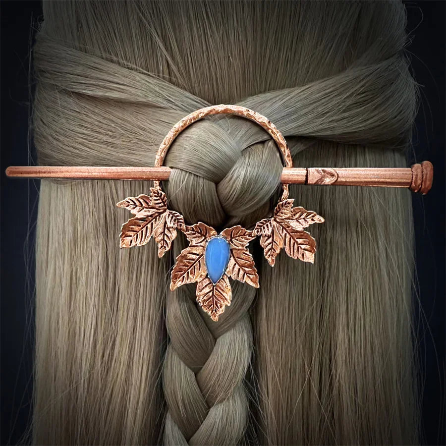 New Gothic Retro Cow Skull Skeleton Moonstone Hair Clips Hairpins for Women Fashion Deer Horn Hair Stick Hair Styling Tools - Clikcy