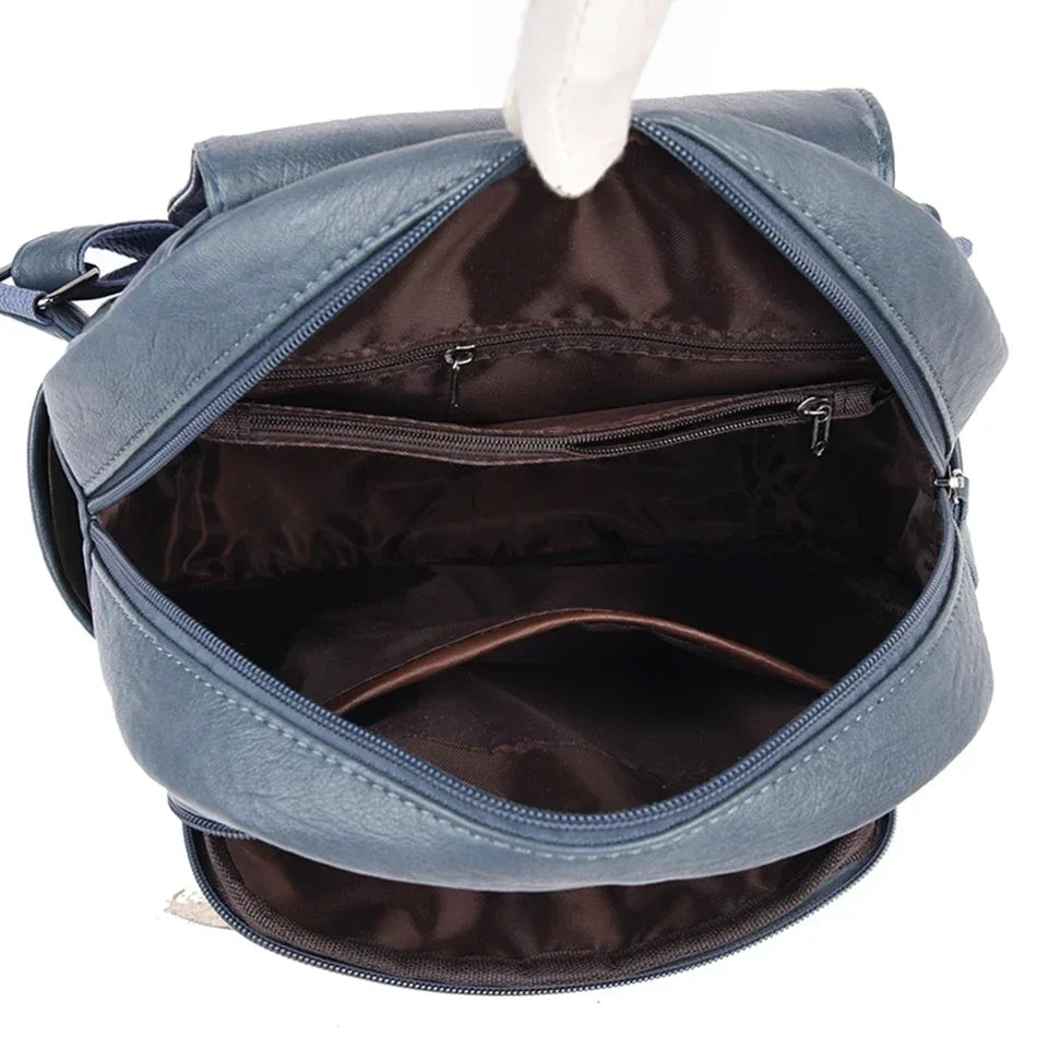 Bagpack Female Leather Backpack Designer Shoulder Bags For Women 2024 Back Pack School Bags For Teenage Girls Mochila Feminina - Clikcy