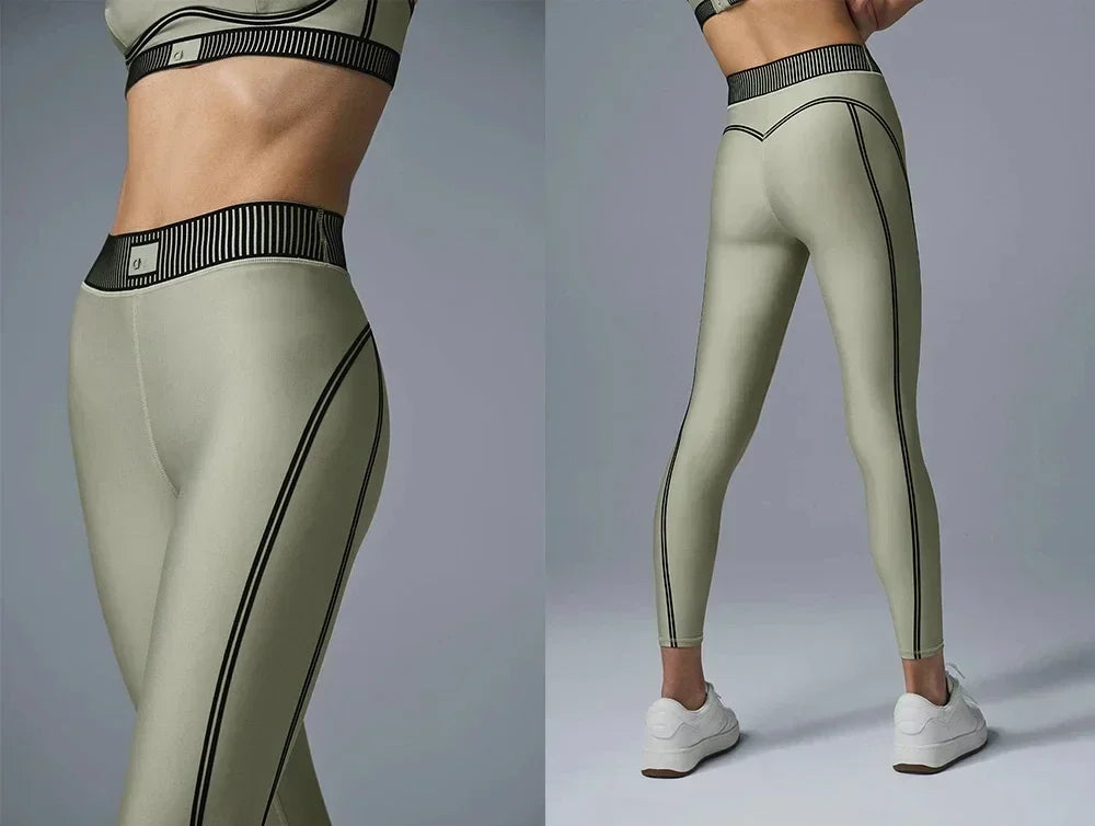 Women's Yoga Set Fitness Air Lift High waist 7/8 Line gaiter Bra with pad Fit comfortable fitness set Slimming outdoor gaiter - Clikcy