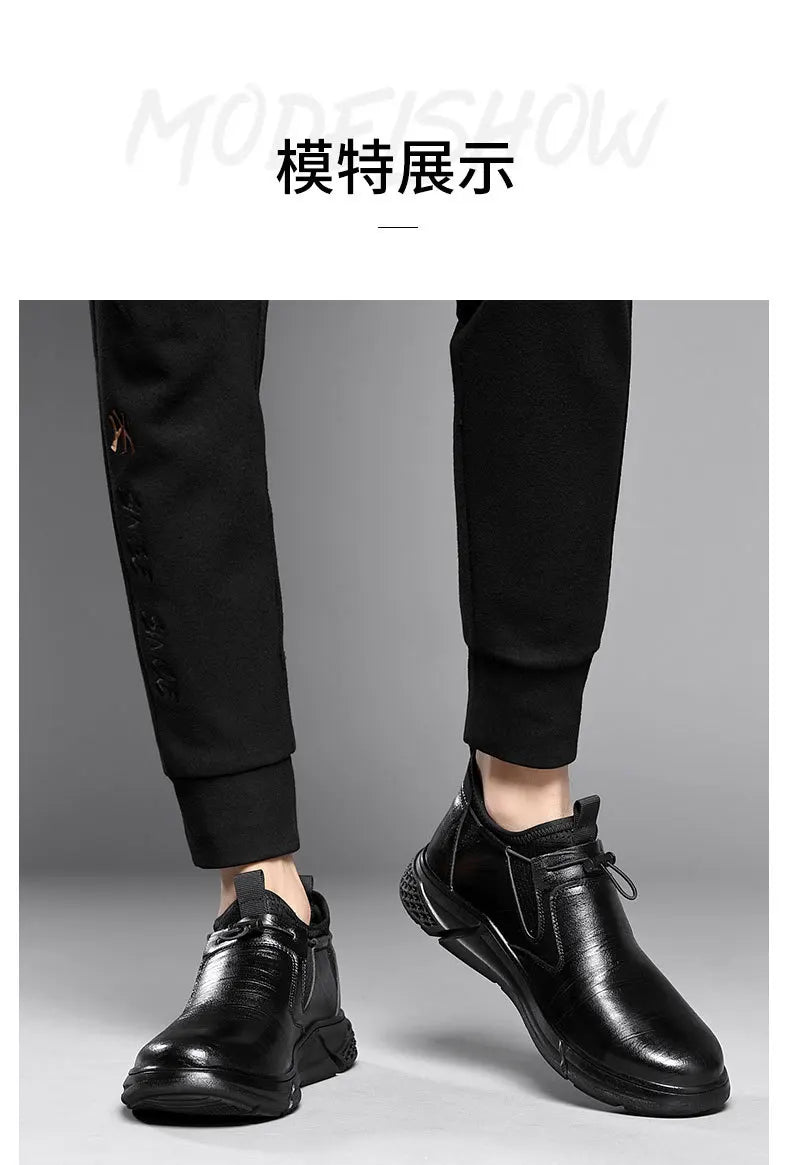 Black Leather Men Waterproof Shoes Work Safety Shoes Steel Toe  Men Sneakers Wear-resistant Indestructible Construction Man Boot