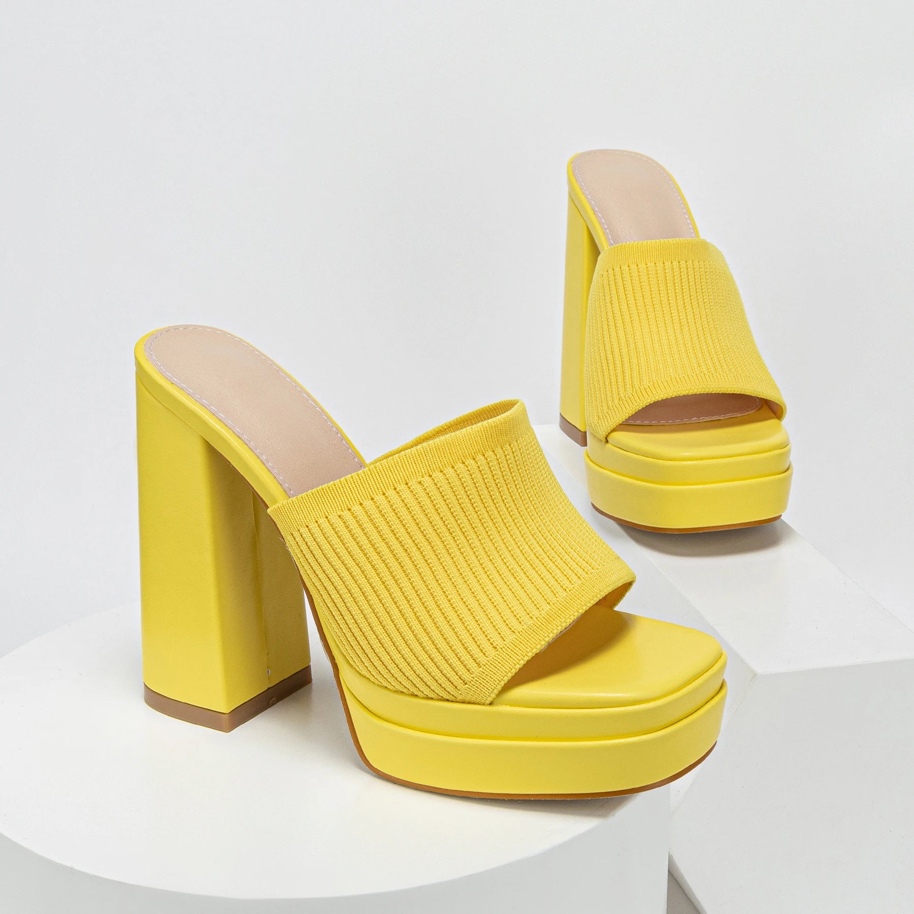 Summer Fashion Waterproof Platform Open Toe Knitted Outdoor Comfortable Party Walking High Heel Slippers Women - Clikcy