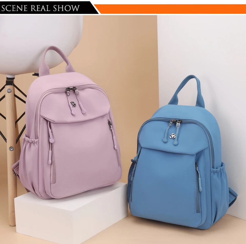 Waterproof Nylon Backpack Women Casual Simple Daypack Large Capacity Schoolbag for Girls Lightweight Back Pack Ladies Travel Bag - Clikcy