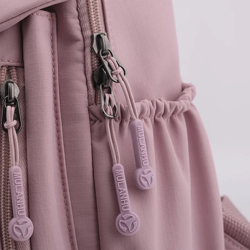 New High Quality Nylon Women Back Pack Solid Color Waterproof Travel Backpack Casual School Bags Girls Shoulder Bag Sac A Dos - Clikcy