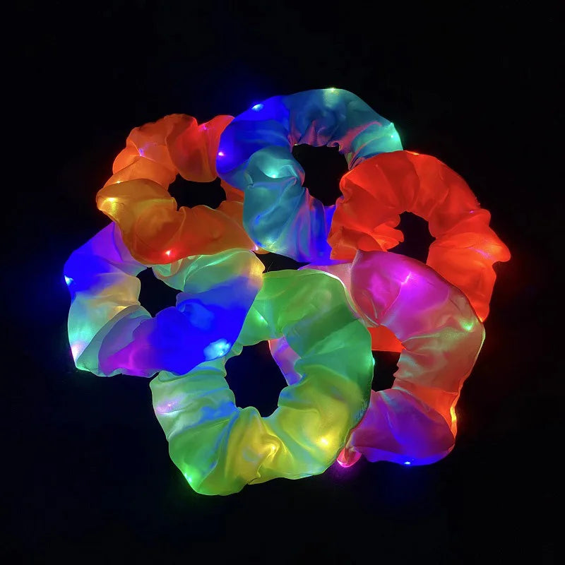 1/10pcs LED Hair Scrunchy Girl Women Light Up Hair Bands Birthday Party Hair Ties Glowing Scrunchies Headwear Hair Accessories - Clikcy