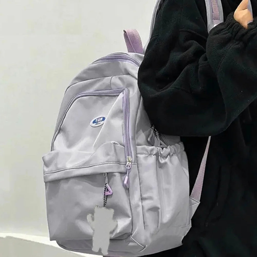 Cute Large Capacity Backpack Shoulder Bag Bookbags Nylon Travel Knapsacks Kawaii Candy Color Student Daily Zipper School Bags - Clikcy