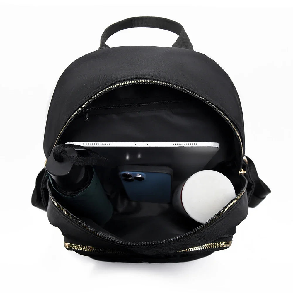 Fashion Nylon Backpack For Women Embroidery Design Student School Bag Leisure Travel Rucksack Popular Girl Commuting Sac A Dos - Clikcy