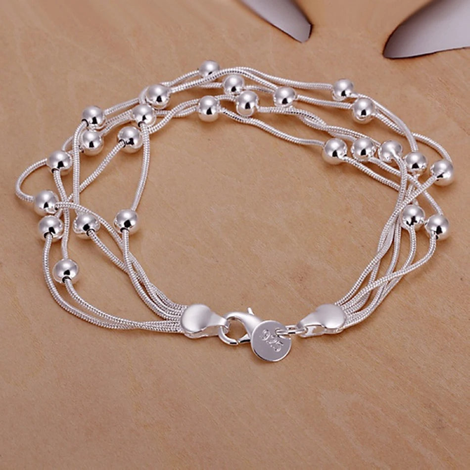 hot sell fashion fine product 925 Sterling Silver Jewelry chain beads Bracelets For cute lady women gifts H234 - Clikcy