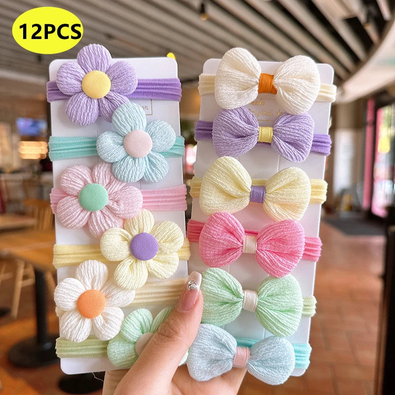 20PCS 10PCS Hair Accessories For Girl Elastic Hair Bands Flowers Style Hair Ring Children Birthday Party Headdress Headwear - Clikcy